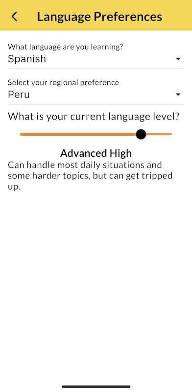 Language Level & Regional Preferences Demo